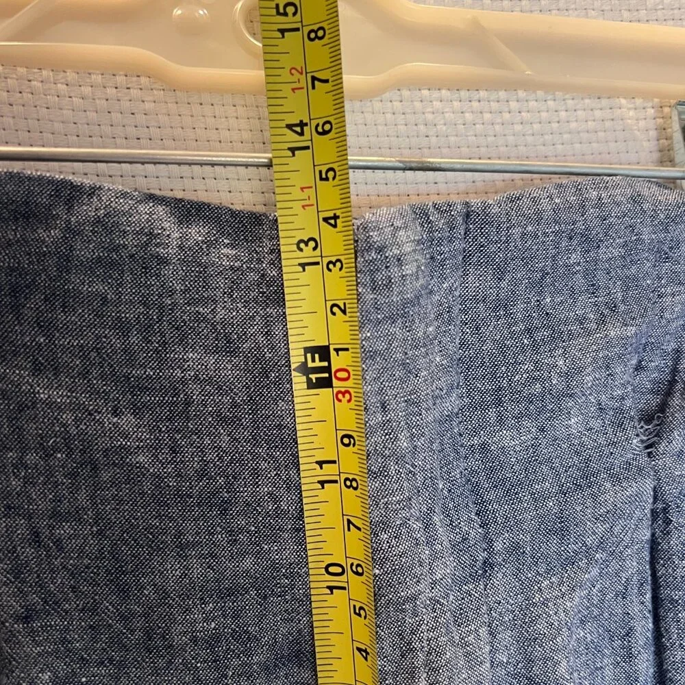 H&M Women’s Linen Blend Pants Blue Size 6 High Rise Wide Leg L.O.G.G‎ (READ)
